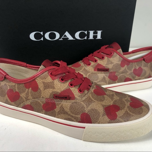 Coach CitySole Coated Canvas & Leather Sneakers Signature C Hearts ❤️ NIB - Picture 1 of 11